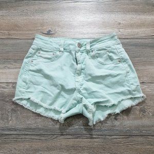 American Eagle Women Girls Jean Short Shorts Size 2 Daisy Dukes Seafoam Destress